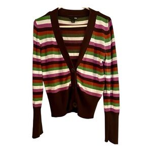 H&M Brown Multicolor Striped Cardigan